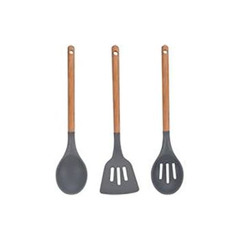 Set 4 Utensilios Cocina, Madera Haya Alta Calidad y Nylon, Resistente Altas  Temperaturas 210ºC, No Rayan, Smile, Negro, , SAK-3