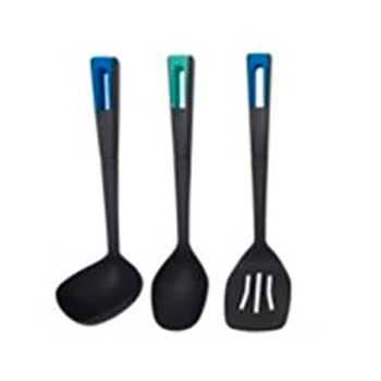 Set 4 Utensilios Cocina, Madera Haya Alta Calidad y Nylon, Resistente Altas  Temperaturas 210ºC, No Rayan, Smile, Negro, , SAK-3