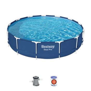 Piscina Desmontable Tubular Bestway Steel Pro 396x84 Cm Con Revestimiento De Duraplus Y Depuradora Cartucho 2.006 L/h