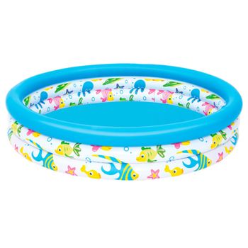 Piscina Hinchable Redonda Grande Con Peces Para + 3 Años Deø 122x25 Cm