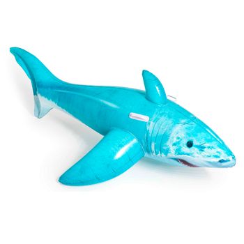 Flotador De Tiburón Para + 3 Años Azul Infantil De Pvc De 183x102 Cm