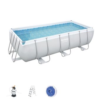 Piscina Desmontable Tubular Rectangular Bestway Rattan con Depuradora  404x201x100 cm