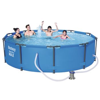 K2O K2O-8436038120113 BESTWAY PJ002SF-Piscina Madera Panelada 475x127 cm  Depuradora de Arena 3.028 L/H con Escalera, Color marrón (PJ002SF):  : Jardín