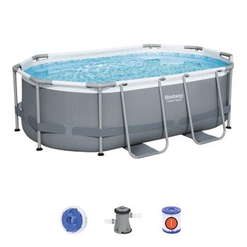 Piscina Desmontable Tubular Bestway Power Steel Oval 305x200x84 Cm Con Depuradora Cartucho 1.249 L/h