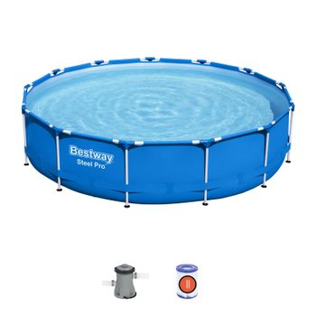 Piscina Desmontable Tubular Bestway Steel Pro 396x84 Cm Con Depuradora Cartucho 2.006 L/h