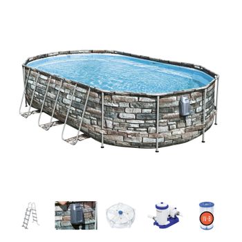 Piscina de Madera Panelada Redonda K2O con Depuradora de arena 475x127 cm —  PoolFunStore