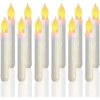 Velas Largas Led - Juego De 12 Velas Sin Llama Velas Con Pilas Aa Luz De Vela De 16,5 X 2 Cm