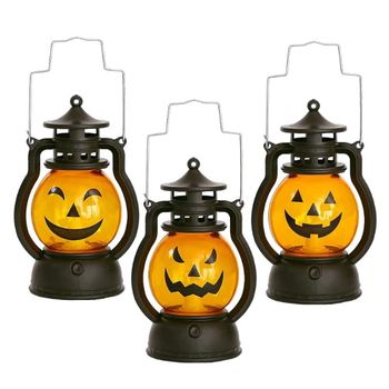 3 Linternas De Calabaza Con Luz Led Parpadeante, Lámpara Decorativa Colgante Para Exteriores Sin Llama, Luces De Vela