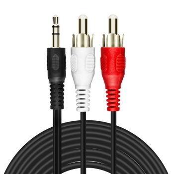 Cable De Audio Jack 3,5mm Macho A 2x Rca Macho 5m Marca Linq - Negro