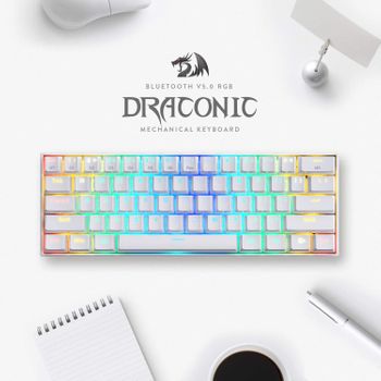 Teclado Mecánico Gaming 60% Dual K530 Draconic Rgb White Blanco