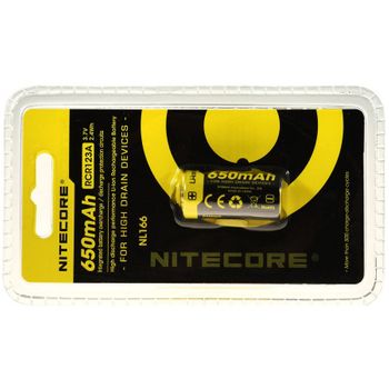 Batería Nitecore Celda Li-ion Modelo 16340, Rcr123a Nl166 3,7v 650mah, 3,7v, 650mah/2,4wh, Li-ion, Recargable