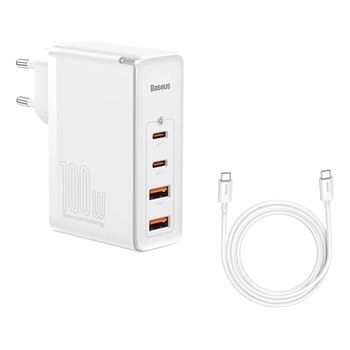 Baseus Gan2 Pro Cargador Rápido 100w 4xusb Usb-c Baseus Gan2 Blanco