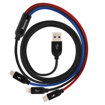 Cable Usb 3 En 1 Para Iphone, Ipad Y Ipod De Tres Colores De Baseus