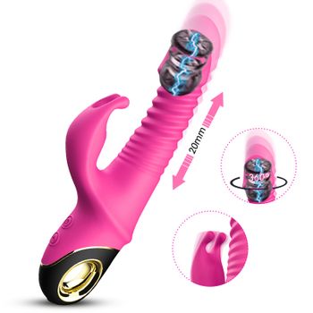 Vibrador De Conejo, Rotación Telescópica Automática De 360 °, Juguete Sexual Masturbador Para Mujeres (rojo)