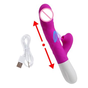 Vibrador De Conejo De Succión De Empuje, Masajeador Giratorio Telescópico De Calefacción De 360 ° (púrpura)