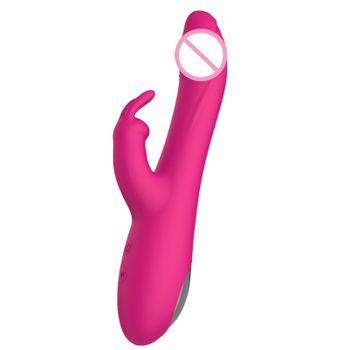 Vibrador Femenino De Conejo Telescópico De Doble Motor De 10 Velocidades (rojo)