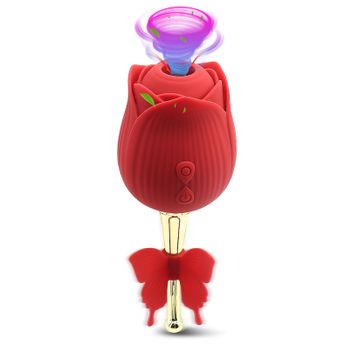 Vibrador De Succión 2 En 1 Mariposa Rosa Para Mujer (rojo)