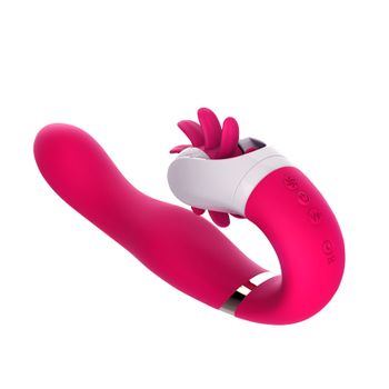 Vibrador Para Lamer La Lengua De Rotación De 360 ° Con Motor Dual De 12 Velocidades Para Mujeres (rojo)