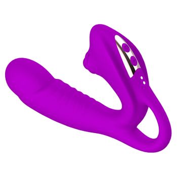 Vibrador De Silicona De Doble Motor, Masajeador Recargable Femenino (púrpura)