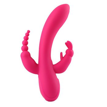 Vibrador De Masaje De Silicona Multifrecuencia 3 En 1 Para Mujer (rosa)