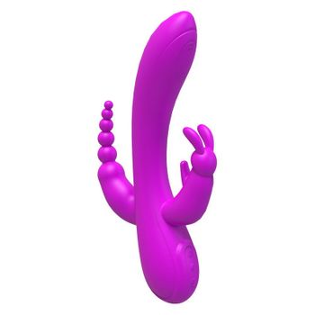 Vibrador De Masaje De Silicona Multifrecuencia 3 En 1 Para Mujer (púrpura)