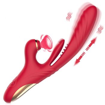 Vibrador De Masaje Telescópico Para Chupar La Lengua 3 En 1 Para Mujeres (rojo)