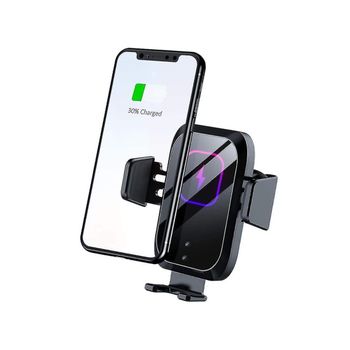 Cargador De Coche Gratuito Qi Carga Rápida Sujeción Automática Soporte Para Teléfono De Coche Ventilación De Aire Para Apple Veanxin Silk Black