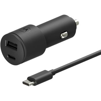 Motorola Sjv102-eu Black / Cargador De Vehículo Usb-a + Usb-c 45w