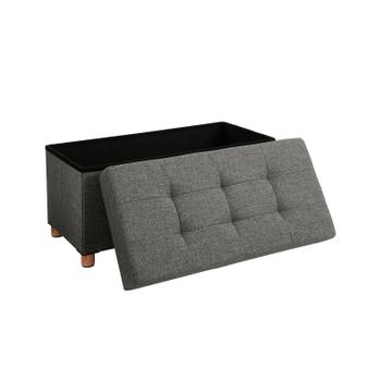 Baúl Ottoman Con Mechón Insertado Gris Oscuro