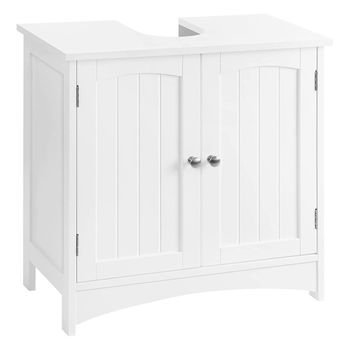 Mueble Bajo Lavabo Blanco 2 Puertas Con 1 Estantería - L60 Cm - L 60  X A 30  X H 60  Cm