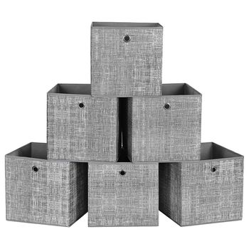 Lote De 6 Cubos De Almacenamiento Plegables En Tela No Tejida Gris - 30x30x30 Cm