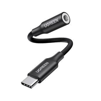 Adaptador Ugreen Av161 Usb C A Jack 3.5mm 10cm Negro