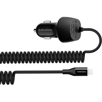 Cargador Lightning De Coche Divisor 3-en-1 Usb-c, Promate Voltrip-i – Negro