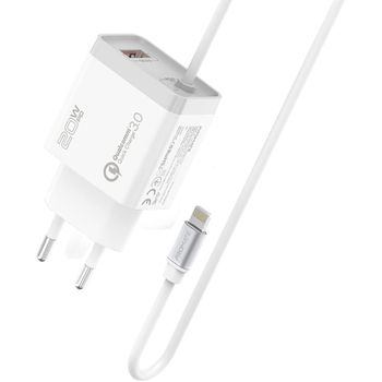 Cargador Lightning 20w Qc Usb 3.0, 1,5m, Promate Icharge-pdqc3 - Blanco