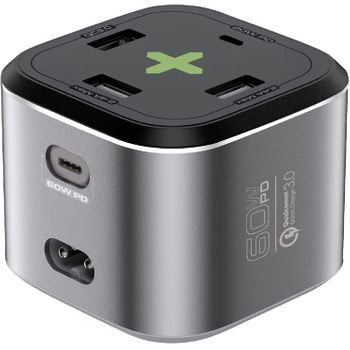 Hub De Carga Usb-c Carga Rápida 80w, 60w, 20w Promate Powercube Pd80 Gris