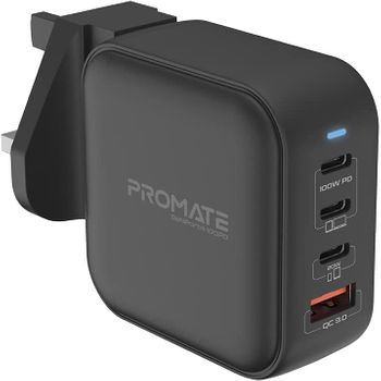 Cargador Gan Usb-c 100w Dual Pd, Promate Ganport4-100pd – Negro