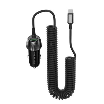 Cargador Coche 33w Usb-c Espiral Puerto Qc 18w Promate Powerdrive-33pdc