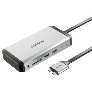 Hub Usb-c Mst Multidisplay 100w Hdmi 4k Dual Ethernet 1gpbs Lan Aux, Sd/tf Usb-c 18w 4 Puertos Usb 3.0 Promate Versahub-mst