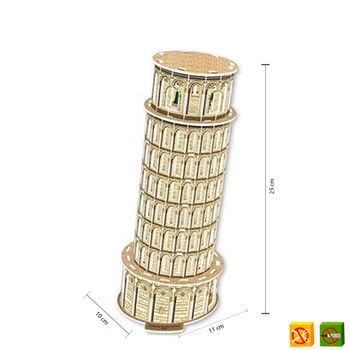 Puzzle 3d Torre Inclinada De Pisa 50 Pzas Tamaño Montado: 25 X 10 X 11cm