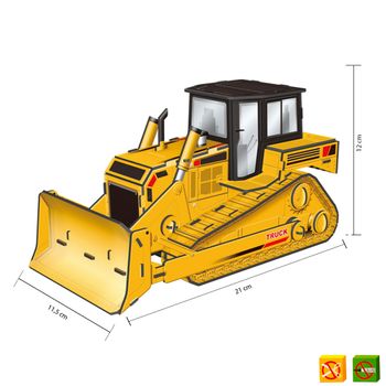 Puzzle 3d Bulldozer - 50 Piezas - Tamaño Montado: 21 X 11 X 12 Cm