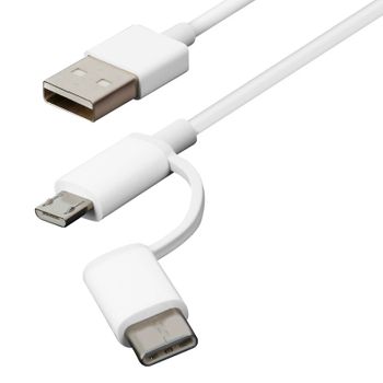 Cable Micro-usb Y Usb Tipo C A Usb 2 En 1 De 1m Original Xiaomi - Blanco