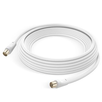 Antena De Cable Tv Macho/hembra Coxial 9.5 Mm Pvc 5 M - Linq Blanco