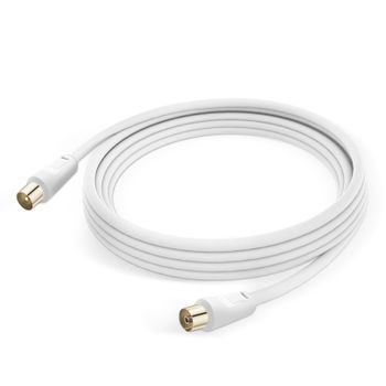 Antena De Cable Tv Macho/hembra Coxial 9.5 Mm Pvc 3 M - Linq Blanco