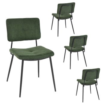 Set 4 Sillas De Comedor Con Respaldo Y Patas De Metal Meubles Cosy 55*45.5*81cm Verde