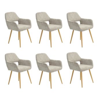 Set 6 Sillas Comedor Escandinavo Tela Meubles Cosy 56x56x78cm Beige