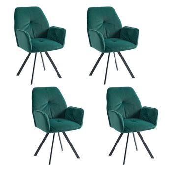 Set 4 Sillas De Comedor Terciopelo Giratoria 360°meubles Cosy 60x62x87,5cm Verde