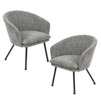 Set 2 Sillones De Salón Escandinavos Meubles Cosy 67.5x64x74.5cm Gris Oscuro