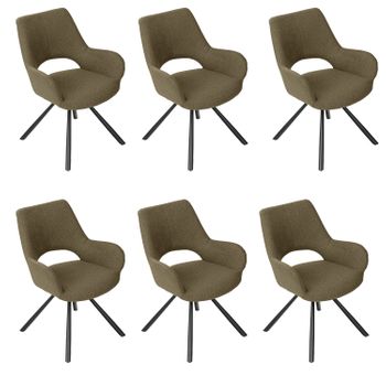 Set 6 Sillas De Comedor Escandinavas Reposabrazos De Tela Y Patas De Metal Meubles Cosy 58,5*59*81cm Verde