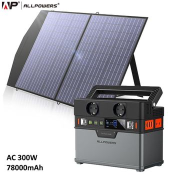 Estación De Energia Portatil Allpowers 300w Con Panel 100w A Solar Cargador De Batería Externa