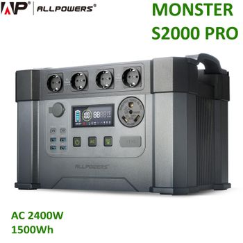 Estación De Energia Portatil Allpowers Monster S2000 Pro 2400w - 1500wh Solar Powerstation